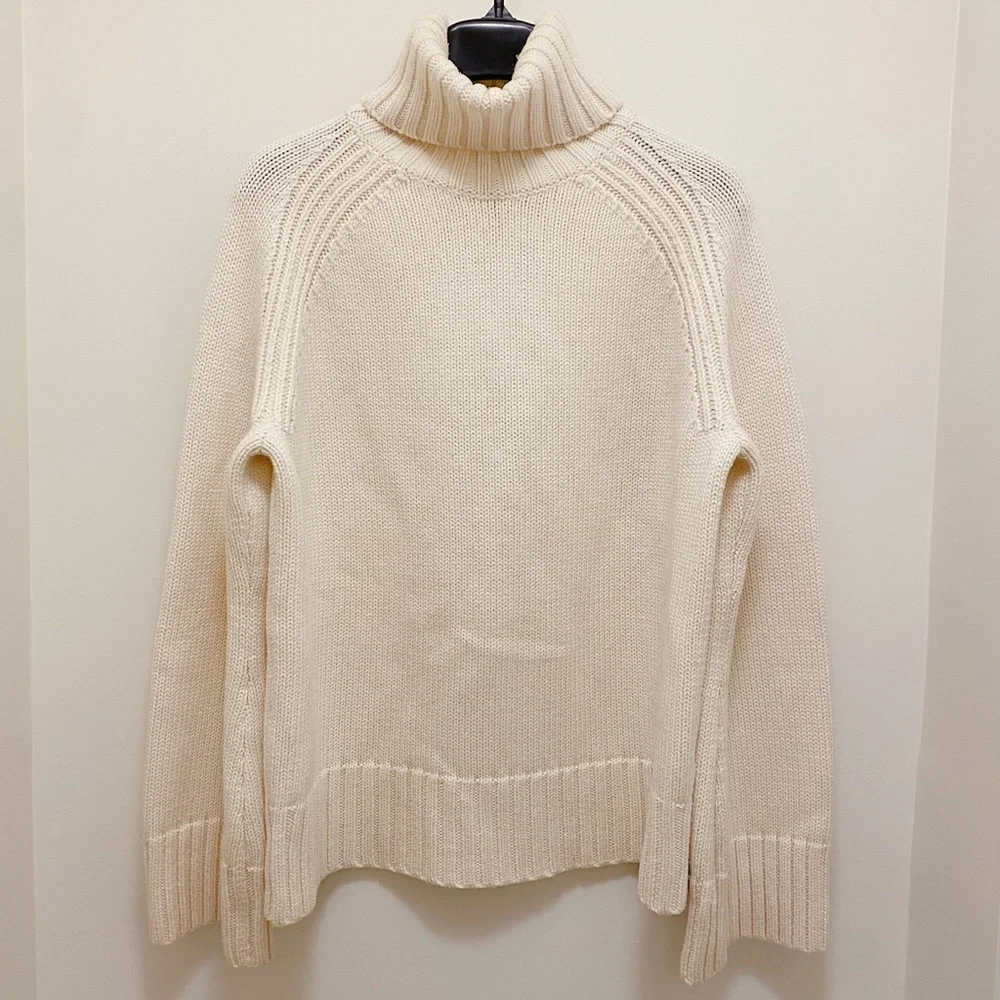 Joseph London Ivory Cream Wool Long Sleeve Turtleneck Knit Sweater Net-A-Porter - Picture 1 of 8